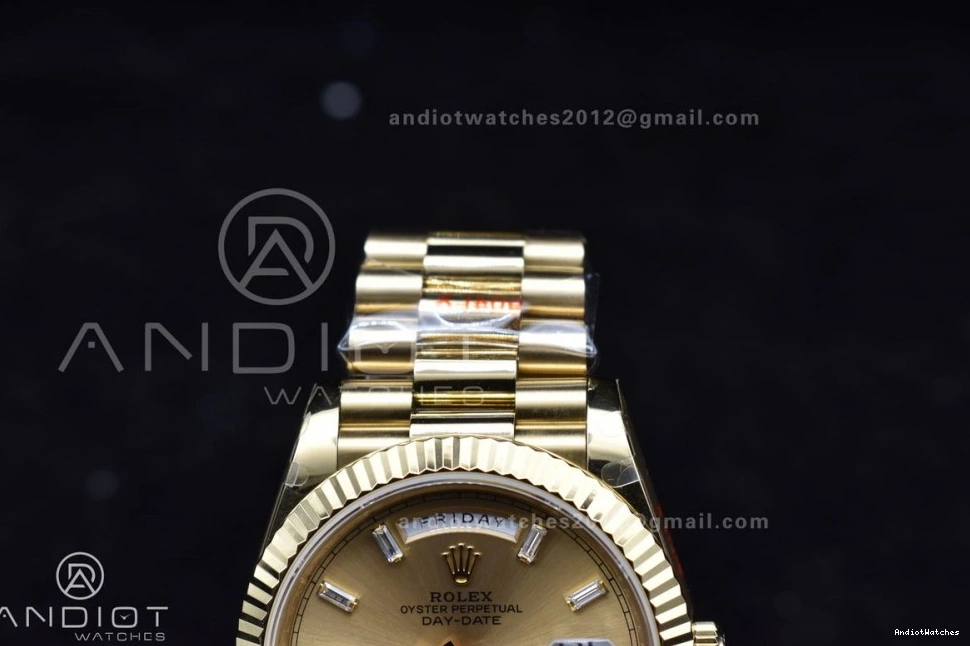 Diamond DayDate GoAnywhere Markers Bracelet Weight President YG Gold Dial A3255 904L Gain 723 V Steel GMF 40 On 0906